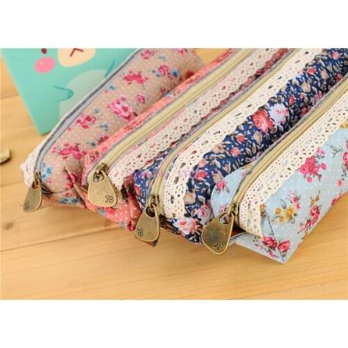 500 pieces Mini Retro Flower Floral Lace Pencil Case, Pencil Bag School Supplies Cosmetic Makeup Bag Pen Holder Stationery