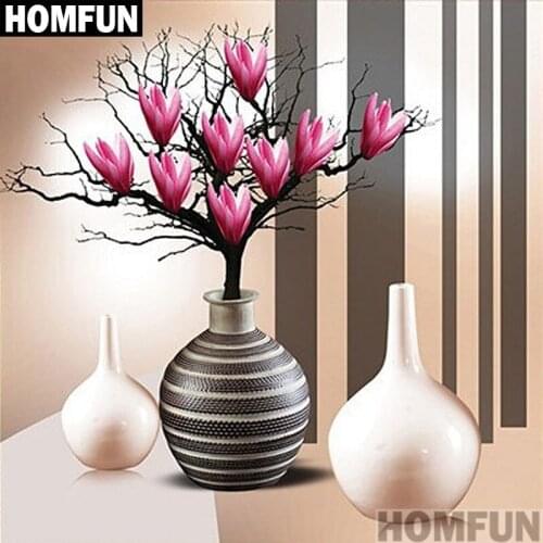 HOMFUN Full Square/Round Drill 5D DIY Diamond Painting "Ceramic & Flowers" 3D Embroidery Cross Stitch 5D Decor Gift A00990