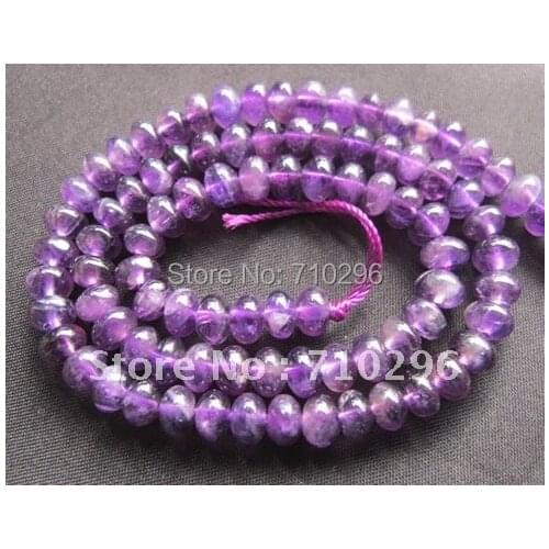 Natural Amethys t Crystal Beads 4*6mm Roundel Amethyste Gem stone Jewelry Beads 15"/strand