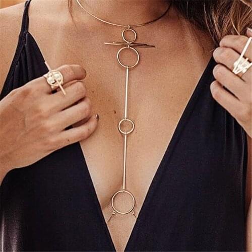 SexeMara Boho Bra Chain necklace Women Body Necklace Chain Personality 2019 Fashion Bralette Beach Summer Jewelry Torques