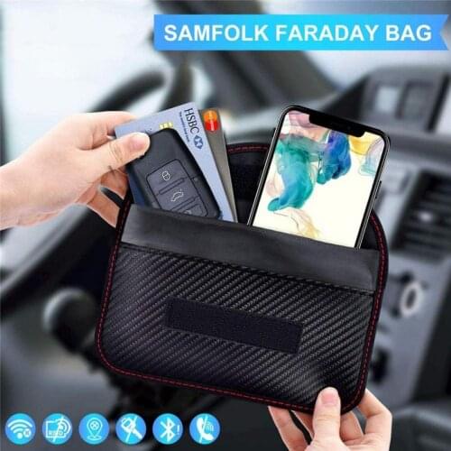 Key Cover Wallet Case Bag Car RFID Signal Blocker Key Fob Faraday Box Anti-Theft Cage Protector Anti-Hacking GPS Signal Blocking