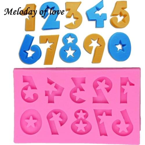 DIY Number mold for fondant star shape Silicone Mould cake decorating tools dessert decorators moulds T1289