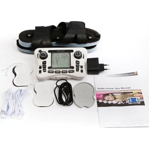 EMS Dual Channel Output TENS Electronic Physiotherapy Massage Machine Back Body Neck Massage Pulse Pain Relief Massager