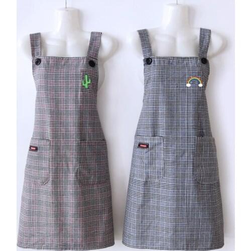 Pure cotton apron women kitchen cooking breathable ultra-thin strap sleeveless waist overalls men and women custom printing