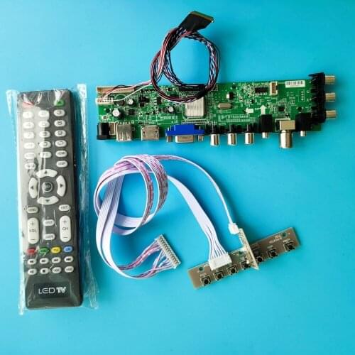 Kit For LTN156AT19-801 HDMI AV Signal digital screen LED USB VGA TV Panel DVB-T2 1366X768 controller board 15.6" remote DVB-T