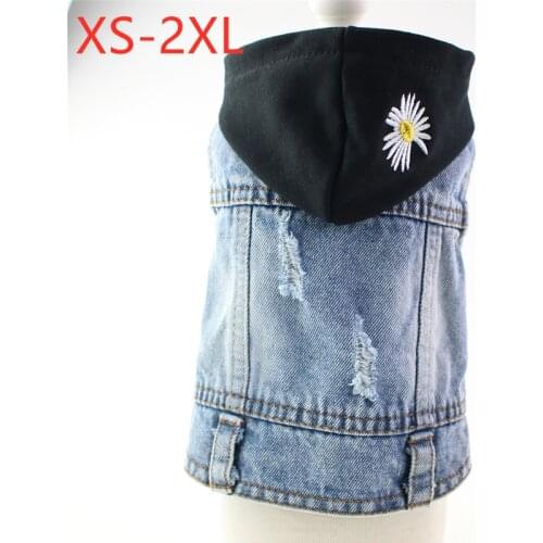 New Spring Autumn Dog Clothes For Small Dogs Boy Xs Dog Jean Jacket Coat Teddy Blue Hoodie Puppy Outfit Pet Clothing Outfit