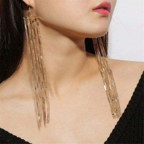 Multi Long Chain Tassel Shaped Silver Plated Linear Drop Dangle Earrings Fashion