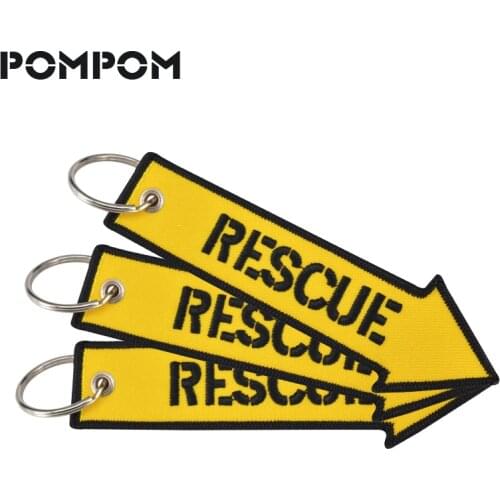 5 PCS/LOT POMPOM Fashion Rescue Keychain Ring for Cars Key Tag OEM Cool Yellow Arrow Shaped Embroidery Keychain for Motorcycle
