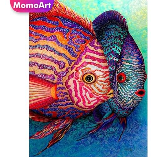 MomoArt Diamond Painting Fish Animal Picture Rhinestones Kits Diamond Mosaic Cross Stitch Embroidery Cartoon 5D DIY Handicraft