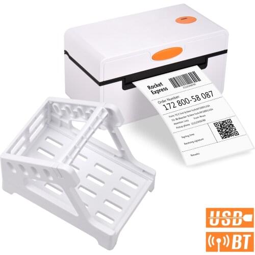 Desktop Thermal Shipping Label Printer with Label Holder for 4x6 Shipping Package All in One USB&BT Thermal Sticker Printer110mm