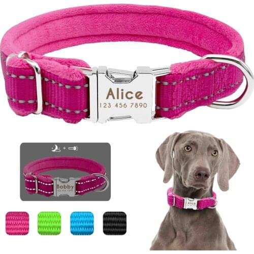 Dog Collar Personalized Reflective Large Dog Collars Nylon Adjustable Costomized Collar for Small Medium Big Dogs Pet Pitbull