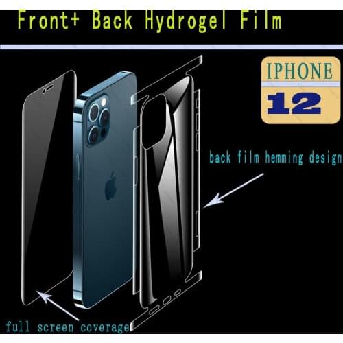 Front+Rear Hydrogel Film For iphone12pro 12promax 12mini Screen Protector Sticker Full Back Cover Edge Phone Sticker Side Film