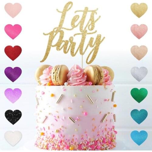 Personalize Lets Party glitter cake topper happy birthday wedding name bride bachelorette birthday custom gold rose