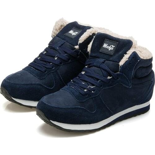 Hot Women Boots Snow Warm Winter Boots Lace Up Fur Ankle Boots Ladies Winter Shoes Black blue Botas Mujer