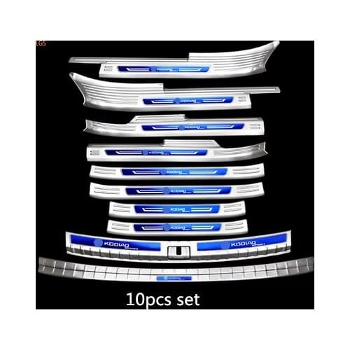 Stainless steel threshold guard plate trunk threshold guard plate anti-scratch car accessories For Skoda Kodiaq 2016-2021