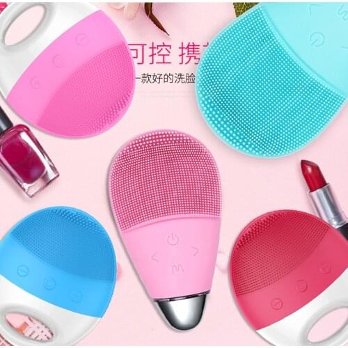 Portable Silicone Cleansing instrument Ultrasonic Vibration Facial Eye Cleansing Brush Face Massager Face Skin Cleansing Brush