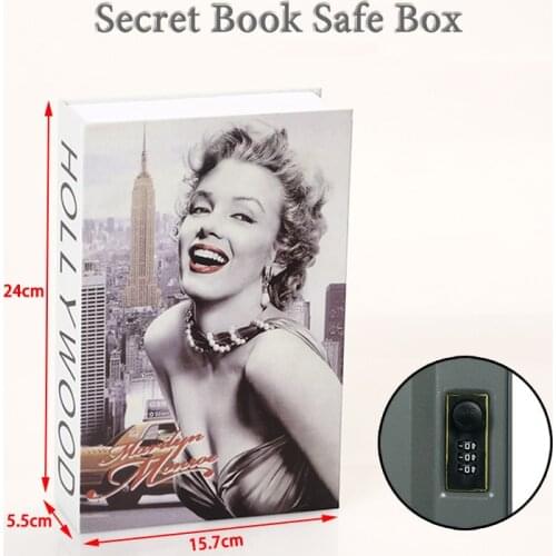 Size M 10/Color Combination Lock Hidden Box Security Lock Key Lock Strongbox Steel Simulation Book New Fashion 240*155*55mm