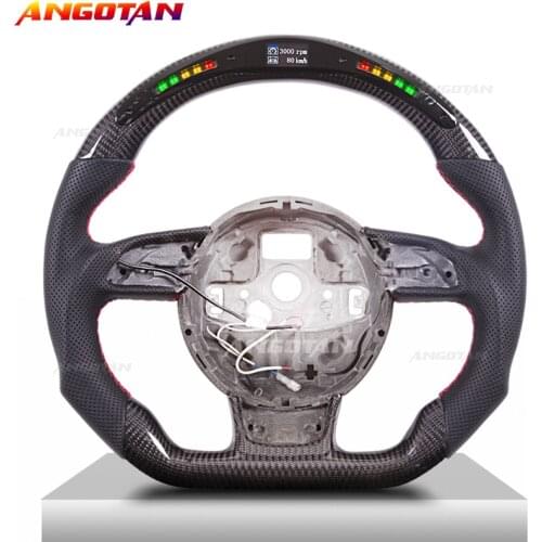 Sports Car Steering Wheel for AudiA5 A6 A7 A8 Q7 Q8 Carbon Fiber Perforated Real Leather Wheel