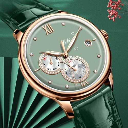 Switzerland Luxury Brand LOBINNI Japan MIYOTA Automatic Mechanical Womens Watches Sapphire Waterproof Moon Phase Clock L2066
