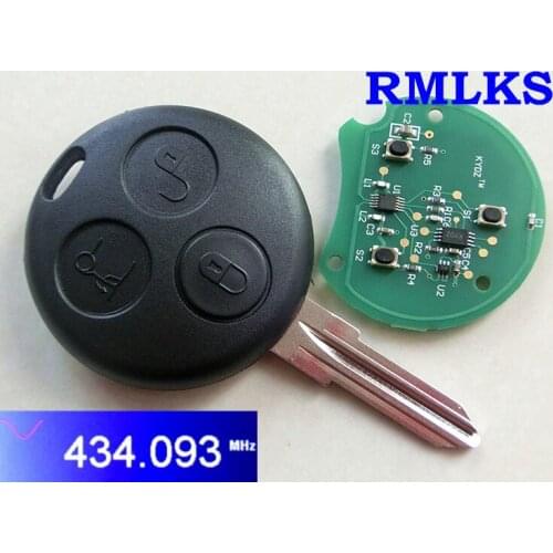 RMLKS 3 Buttons Replacement Car Key 433MHZ Remote Key Fob Blade Fit For Benz MB Smart Fortwo Forfour City Roadster Car Key