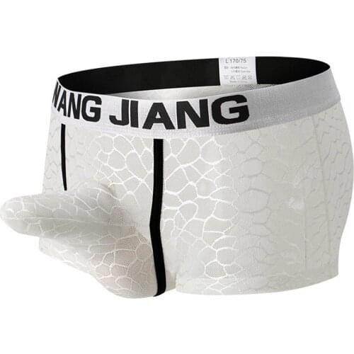 Separation Mens Underwear Boxer Shorts Sheer Wide Belt Trousers Head Underpants Men Penis Sheath Trunks Breathable Panties A50