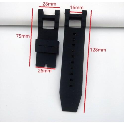 28mm Black Comfortable Silicone Watch Strap Replacement Bracelet for Invicta Subaqua Noma III 50mm Watchband Waterproof Belt