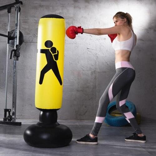 Vertical Inflatable PVC Boxing Column Fitness Decompression Hitting Thickening Foldable Easy to Move Punching Heavy Tower Bag