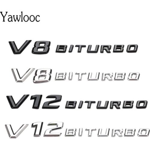 Yawlooc 3D ABS Car Sticker V12 V8 BITURBO Logo Emblem Badge Rear Side Car-styling Sticker for Benz AMG BMW VW Mazda Chevrolet
