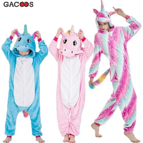 Women Kugurumi Pajama Unicorn Onesie Kids Jumpsuit Pajamas For Adults Boy Girl Winter Animal Cosplay Stich Licorne Baby Overalls