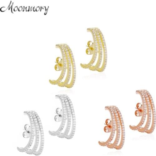 Moonmory 3 Colors 925 Sterling Silver Gwen Suspender Stud Earring For Women Solid Silver 925 Knot Stud Earring Party oorbellen