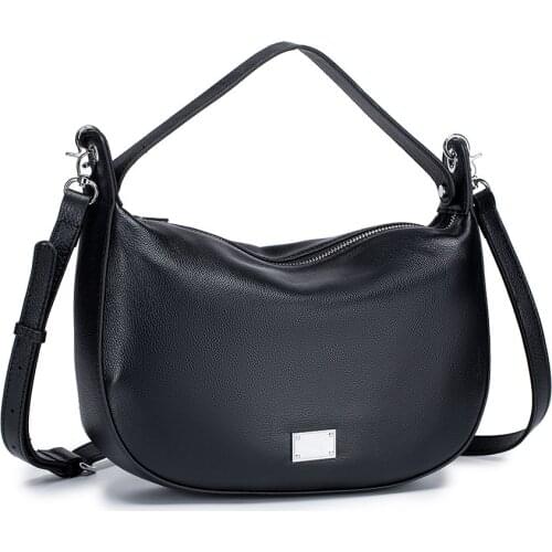 Womens Genuine Leather Crescent Armpit Handbags Solid Color Fashion Messenger Bags For Ladies Large Capacity Shoulder Bag New