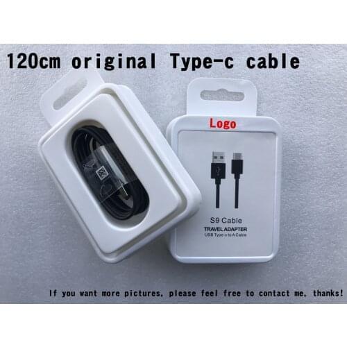100Set/lot 100% Genuine Original S9 S8 USB Type-C 1.2M fast Charing Data Sync Cable For S8 Note 7 8 S8 S8 plus with package