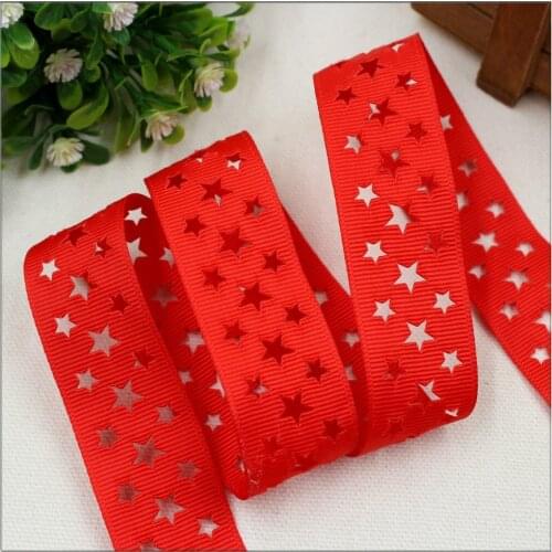 1572986 , hot 25mm hollow star solid Grosgrain ribbon, DIY handmade materials,Clothing accessories,Gift Wrapping