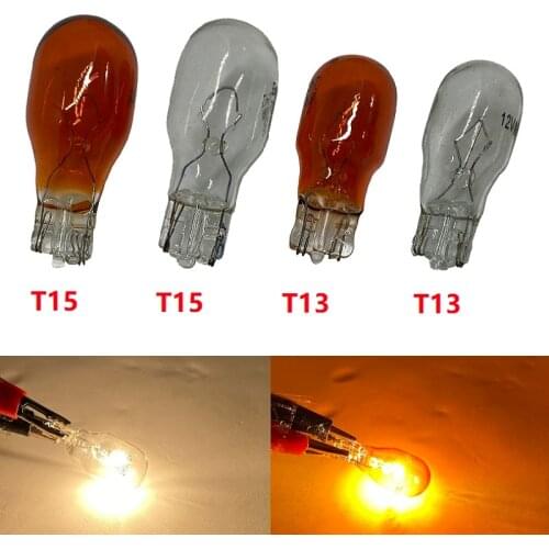 2/4/10X Glass T15 W16W T13 W10W Low Consumption Halogen Bulb Interior Light Automotive Wedge Base White/Amber Clear 12V
