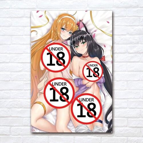 2 Sexy Girls Canvas Painting Contemporary Art Anime Poster Print Wall Picture for Living Room Home Decor