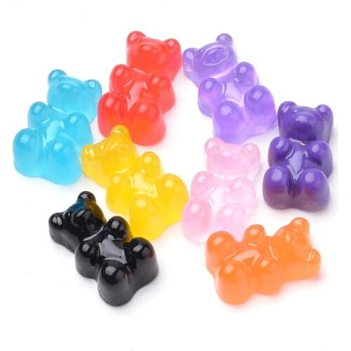 20pcs Gummy Bear Resin Flatback Cabochons Imitation Animal Candy Slime Charms for Necklace Keychain DIY Jewelry Making