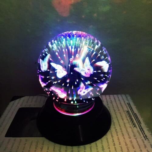 3 d plating glass LED bedroom decorate desk lamp of the head of a bed the moon light battery USB dual use plastic base