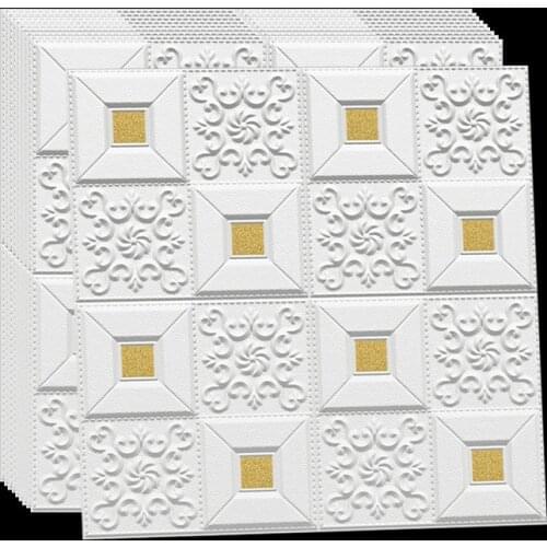 3D Brick Wall Stickers PE Foam Wallpaper Panels Room Decal Stone Decoration Embossed Self adhesive Waterproof TV Background