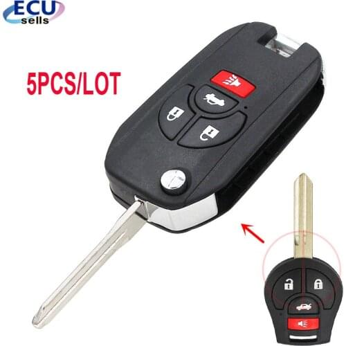 5PCS/LOT, 3+1 BTN Modified Flip Folding Key Shell for NISSAN Maxima Altima Sentra Versa Remote Case