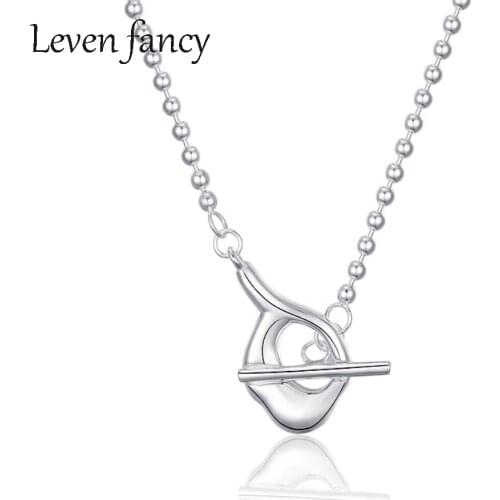 925 Sterling Silver Beaded Collar Necklace Rice Bead Sturdy Chain Necklace OT Clasp Choker Summer Jewelry for Women Girls Gifts