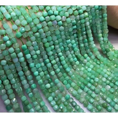 AAAA LOOSE BEADS AUSTRALIA Chalcedony Green Square faceted 4*4.5mm Wholesale for DIY jewelry necklace 36cm