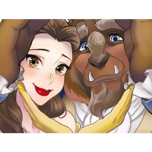 Disney 5D DIY Diamond Painting Beauty and The Beast Full Circle Diamond Embroidery Exclusive Handmade Interior Decoration Gift
