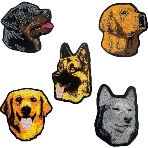 Alaskan Malamute German Shepherd Golden Retriever dog Embroidery patch iron on backing to hat bag clothing