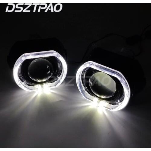 Auto Car Lenses H4 H7 Bixenon Projector Headlight Angel Eyes 2.5 Lens LED Running Lights For Car Accessories Tuning H1 HID Bulbs