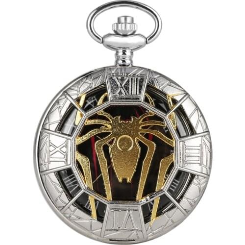 Steampunk Watch Top Luxury Spider Hollow Design Black Dial Chain Pendant Mens Pocket Watch Gift reloj de bolsillo Dropshipping