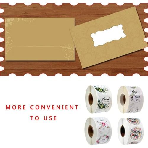 Flowers Thank You Stickers Self Adhesive Birthday Party Wedding Envelope Seal Roll Copper Decoration Stickers