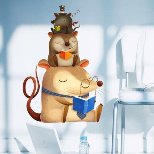 DIY Cartoon Animal Kids Wall Sticker Mouse Nursery Door Childern Bedroom Decoration Home Decor adesivo de parede Mural