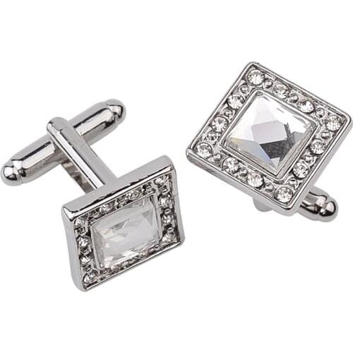 Purple Crystal Cufflinks For Mens Mens French Shirt Cuff Links Gentleman red blue black whire Square Luxury Crystal Cuff Button