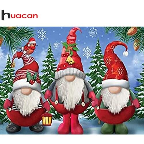 Huacan Diamond Art Painting Mosaic Christmas Santa Claus Home Decor Diamond Embroidery Winter Tree Wall Sticker