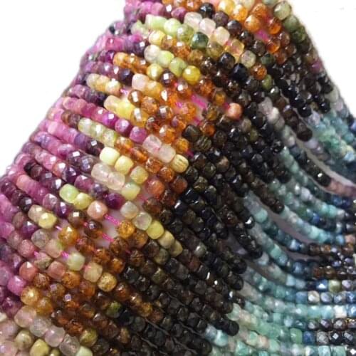 Icnway 39cm Natural Tourmaline 3.5x5mm Roundel 4x4.5mm Square Gemstone Beads Diy Jewelry Accessorie Necklace Bracelet Earrings